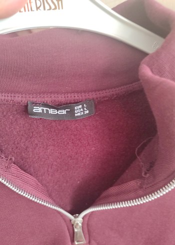 Bordo Yarım Fermuarlı Kadın Sweatshirt - Görsel 5