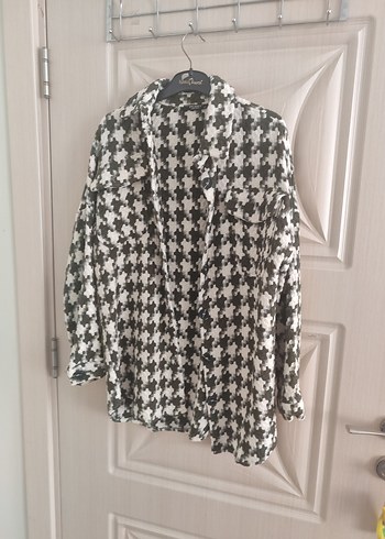 haki Desenli Kadın Uzun Kollu Gömlek - Görsel 2