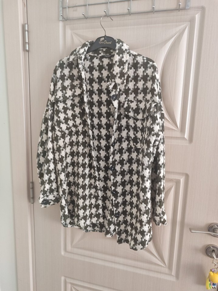 haki Desenli Kadın Uzun Kollu Gömlek - Görsel 3