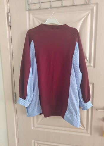 Bordo Düğmeli Kadın Sweatshirt - Görsel 5
