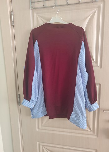 Bordo Düğmeli Kadın Sweatshirt - Görsel 4