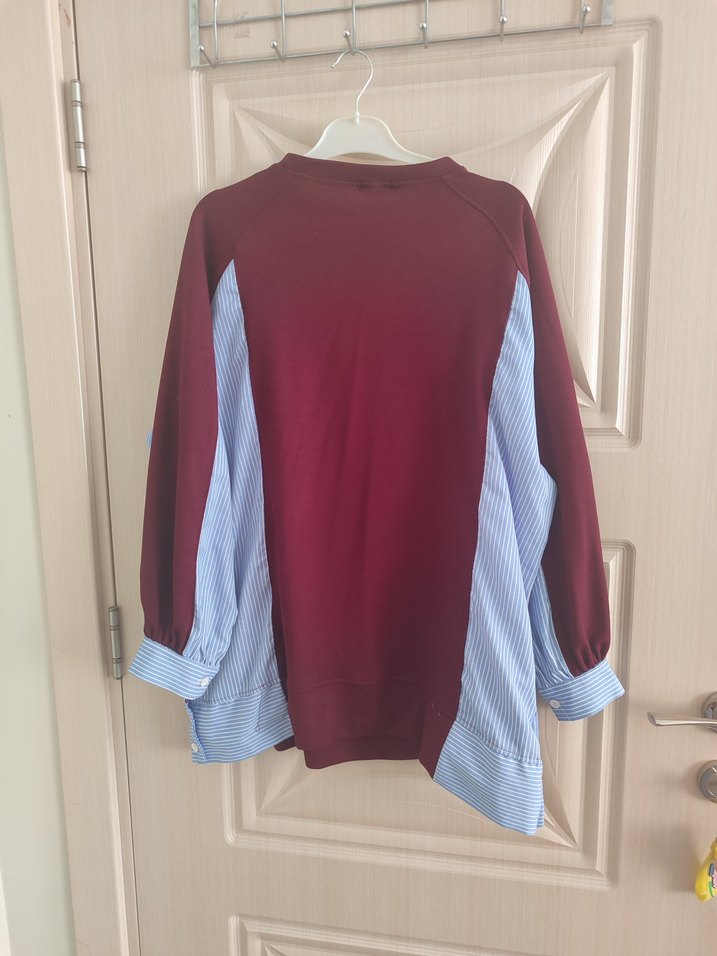 Bordo Düğmeli Kadın Sweatshirt - Görsel 5