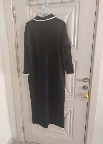 Siyah Uzun Kollu Düğmeli Kadın Elbise - Görsel 5