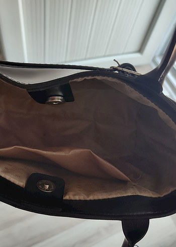 Tokalı Siyah Deri Kadın Çanta - Görsel 4