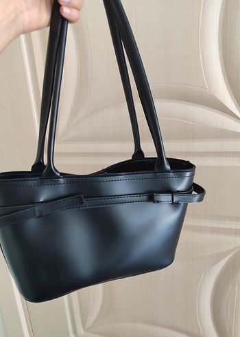 Tokalı Siyah Deri Kadın Çanta - Görsel 3