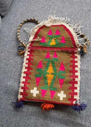 Renkli Nakışlı Bohem Örgü Çanta - Görsel 2