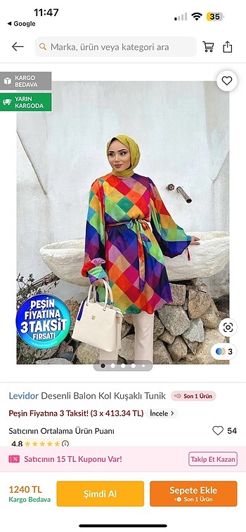 Levidor marka balon kol tunik