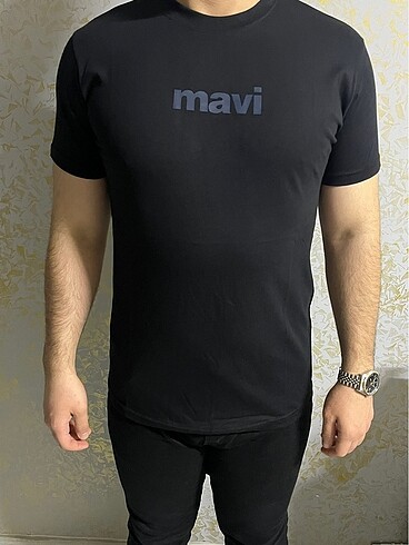 l Beden Mavi Erkek T-Shirt