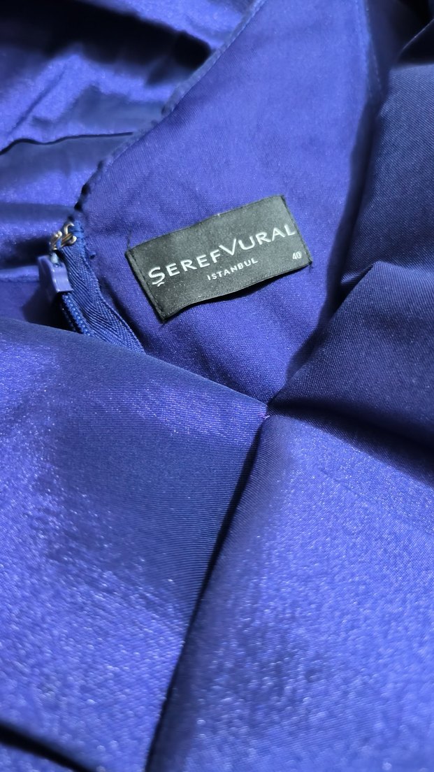 Mavi Drapeli Uzun Abiye Elbise - Görsel 2