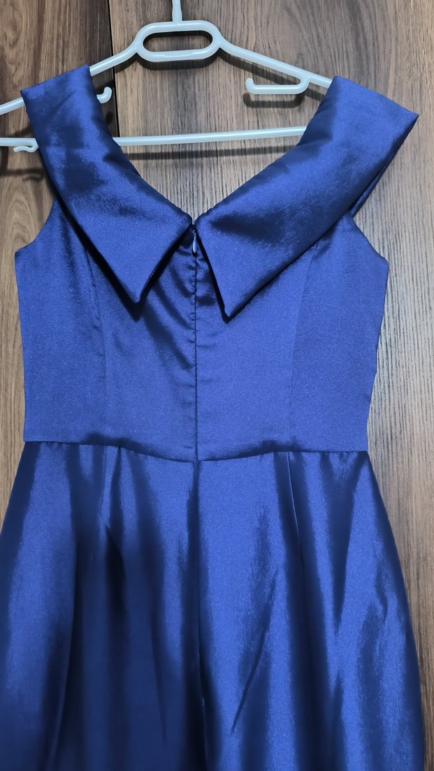 Mavi Drapeli Uzun Abiye Elbise - Görsel 4