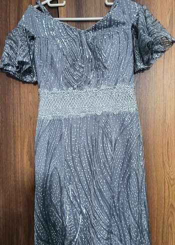 Gri Drapeli Uzun Elbise - Görsel 3