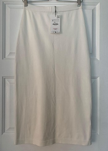 Beyaz Midi Keten Etek - Görsel 4