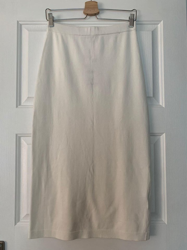 Beyaz Midi Keten Etek - Görsel 2