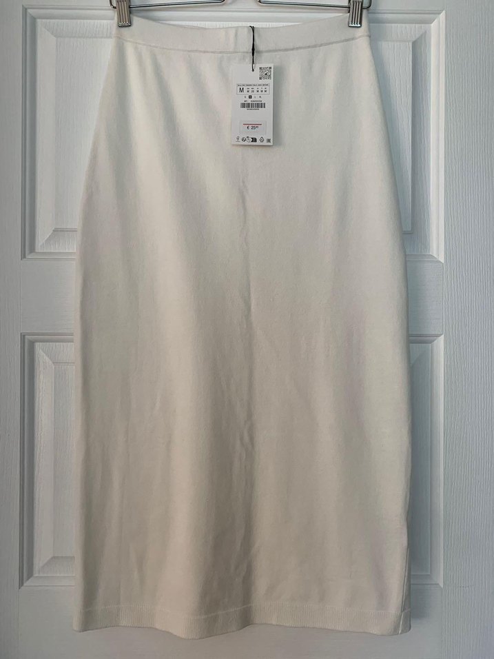 Beyaz Midi Keten Etek - Görsel 4