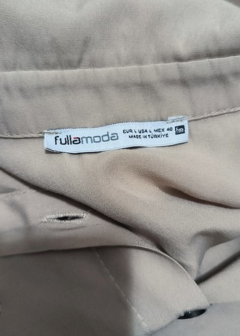 Düğmeli Bej Uzun Keten Elbise - Görsel 2