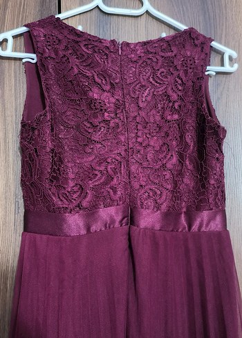 Bordo Uzun Piliseli Abiye Elbise - Görsel 4