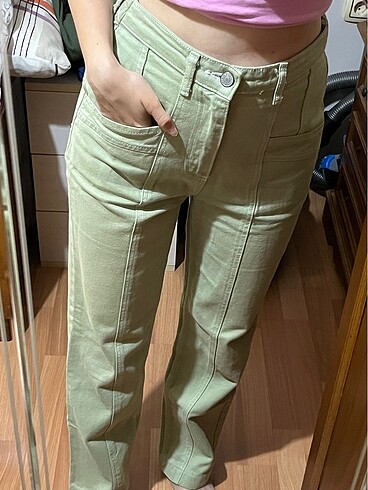yeşil cepli vintage pantolon