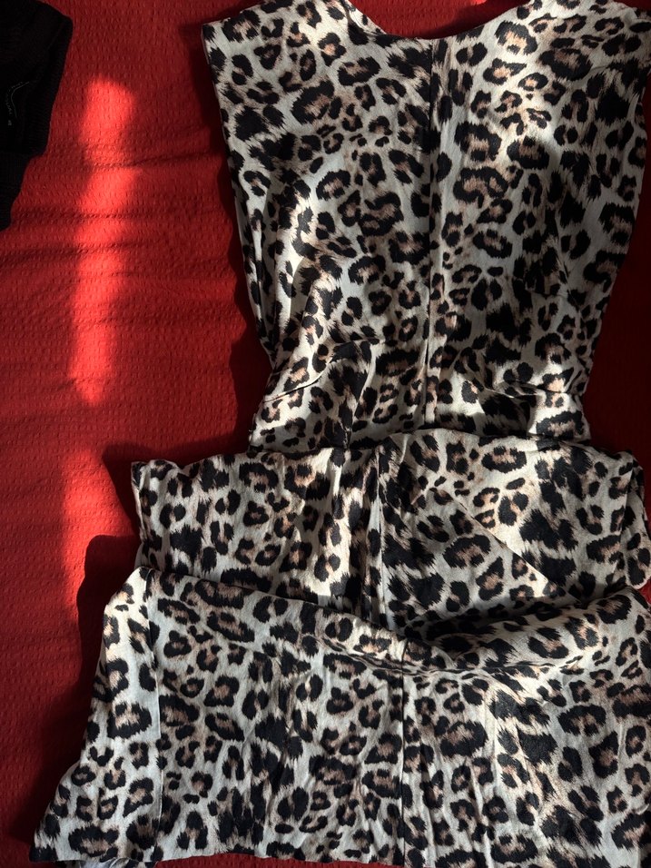 Zara Leopar Desenli Kolsuz Midi Elbise - Görsel 2