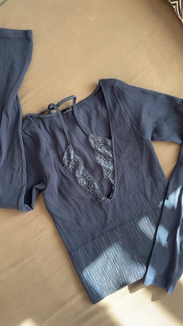 Mango korse etkili vintage üst - Görsel 5