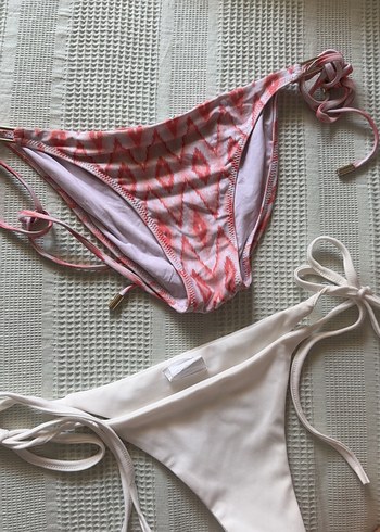 Bağcıklı Beyaz ve Desenli Bikini Altı