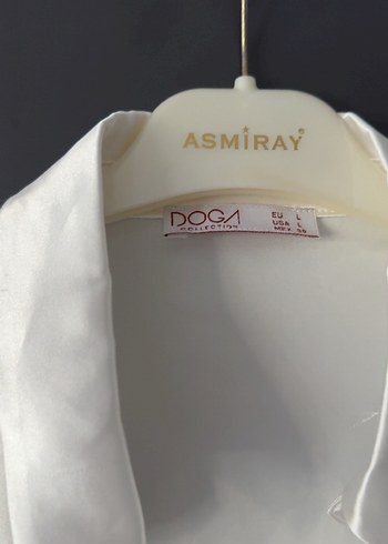 Beyaz Uzun Kollu Düğmeli Saten Gömlek - Görsel 3