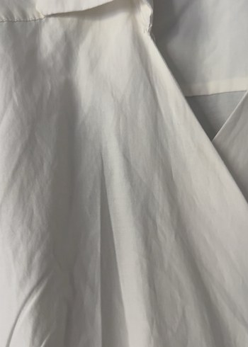 Beyaz Pamuklu Kuşaklı Uzun Kollu Kadın Gömlek - Görsel 2