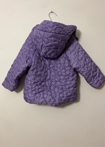 Mor Kapüşonlu Kız Çocuk Fermuarlı Mont - Görsel 4