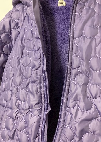 Mor Kapüşonlu Kız Çocuk Fermuarlı Mont - Görsel 2