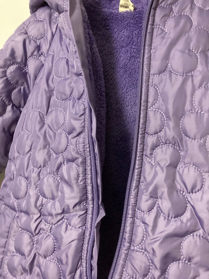 Mor Kapüşonlu Kız Çocuk Fermuarlı Mont - Görsel 2