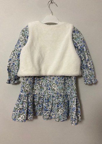 Kız Çocuk Beyaz Kürklü Bohem Elbise - Görsel 6