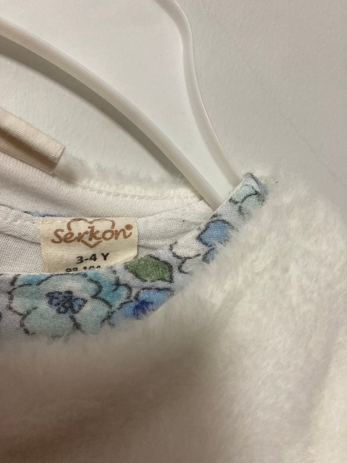 Kız Çocuk Beyaz Kürklü Bohem Elbise - Görsel 5