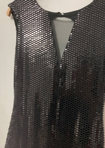 Siyah Yılan Desenli Uzun Kadın Abiye Elbise - Görsel 2