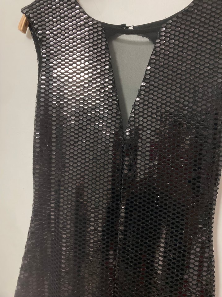 Siyah Yılan Desenli Uzun Kadın Abiye Elbise - Görsel 2