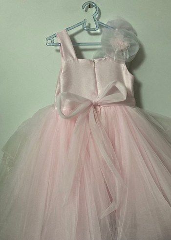 Çiçek Desenli Pembe Kız Çocuk Abiye Elbise - Görsel 8