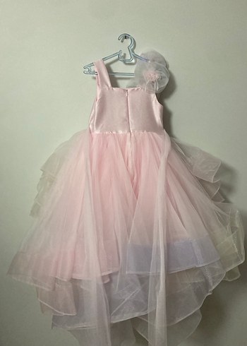 Çiçek Desenli Pembe Kız Çocuk Abiye Elbise - Görsel 10