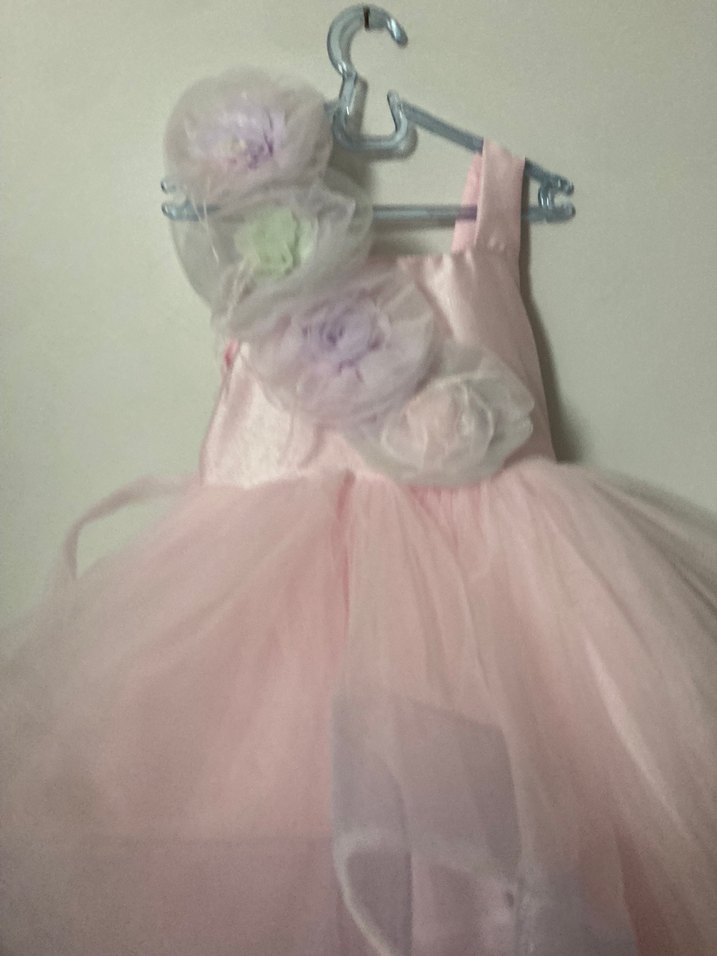 Çiçek Desenli Pembe Kız Çocuk Abiye Elbise - Görsel 2