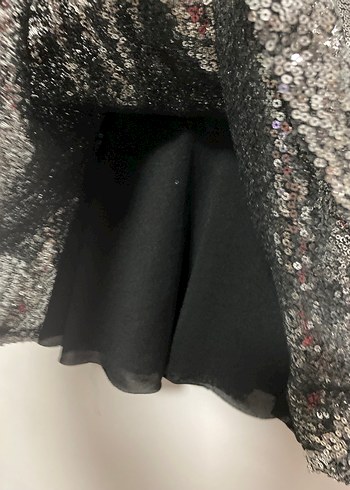 Kız Çocuk Gri Metalik Fırfırlı Elbise - Görsel 6