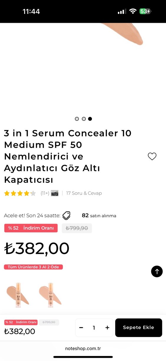 Note 3in1 Serum Kapatıcı BB Krem SPF50 Bej - Görsel 3