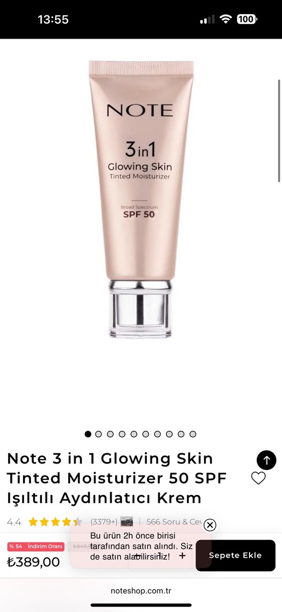 Note Healthy Skin Tinted Moisturizer 50 SPF Renk Ton Eşitleyici - Görsel 2