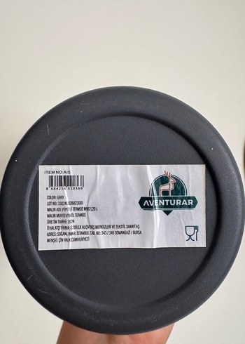 Boyner Aventurar Pipetli Termos şişe Mug Gri 1,2 Litre