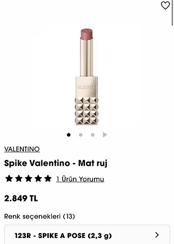 Beden kahverengi Renk VALENTINO Spike Valentino Ruj 123R Spike A Pose