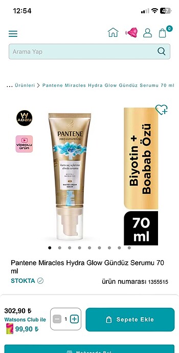  Beden Pantene Miracles Hydra Glow Gündüz Serumu 70 ml