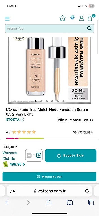 L'Oréal Paris Loreal Paris True Match Nude Fondöten Serum 2-3 light