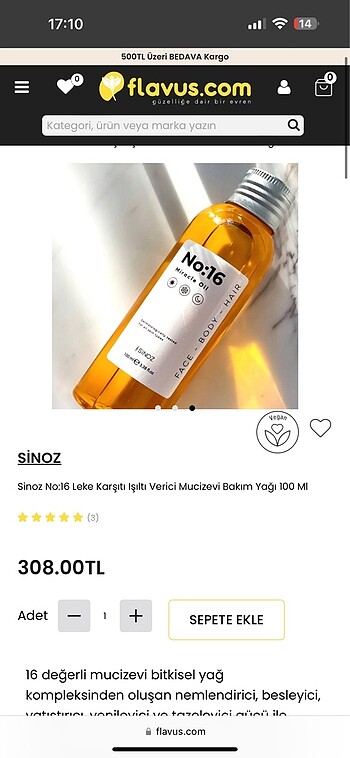 Diğer Sinoz No: 16 Mucizevi Bakım Yağı 100 ml