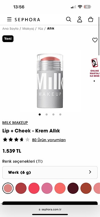  Beden Renk Milk makeup lip cheek krem allık werk rengi