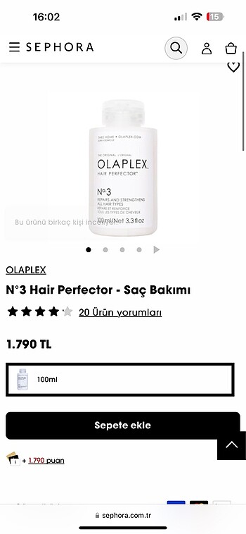 Sephora Olaplex no:3, no:4, no:5 saç bakım seti