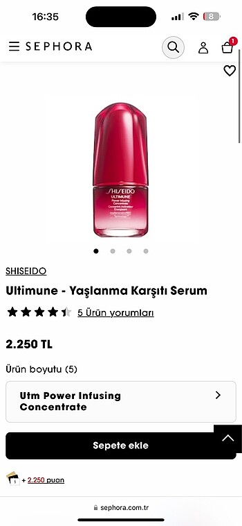  Beden Shiseido Ultimune - Yaşlanma Karşıtı Serum 10 ml