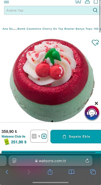 Bomb Cosmetics Cherry On Top Blaster Banyo Topu 160 gr