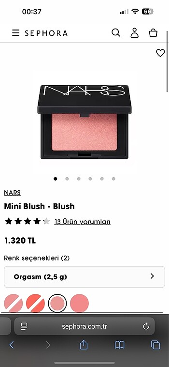 Beden Renk NARS Mini Blush - Blush orgasm edge 2,5 gr