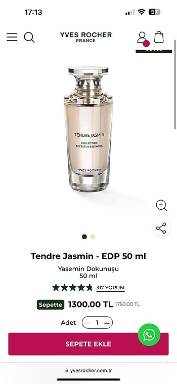 Beden Yves Rocher Tendre Jasmin - Parfüm EDP 50 ml
